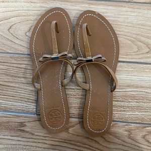 Tory Burch tan leather bow sandals